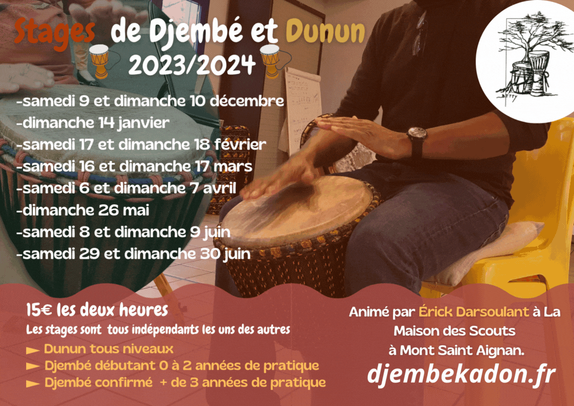 Stage de djembé et dunun percussion africaine à Rouen